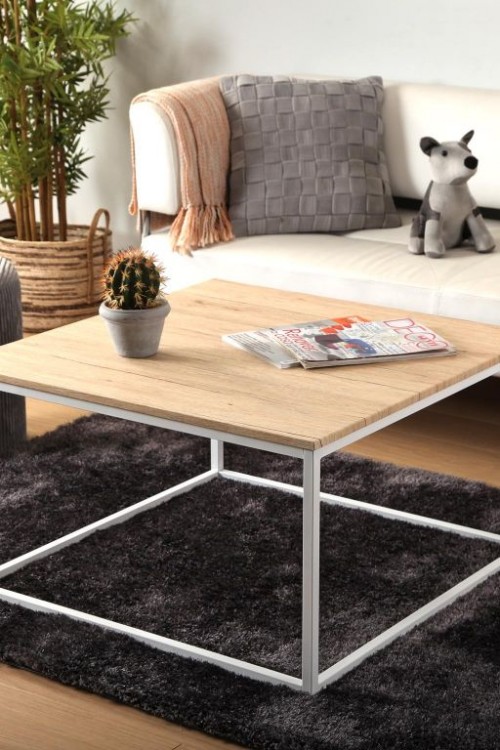 Ξύλινο λευκό Coffe Table τετράγωνο