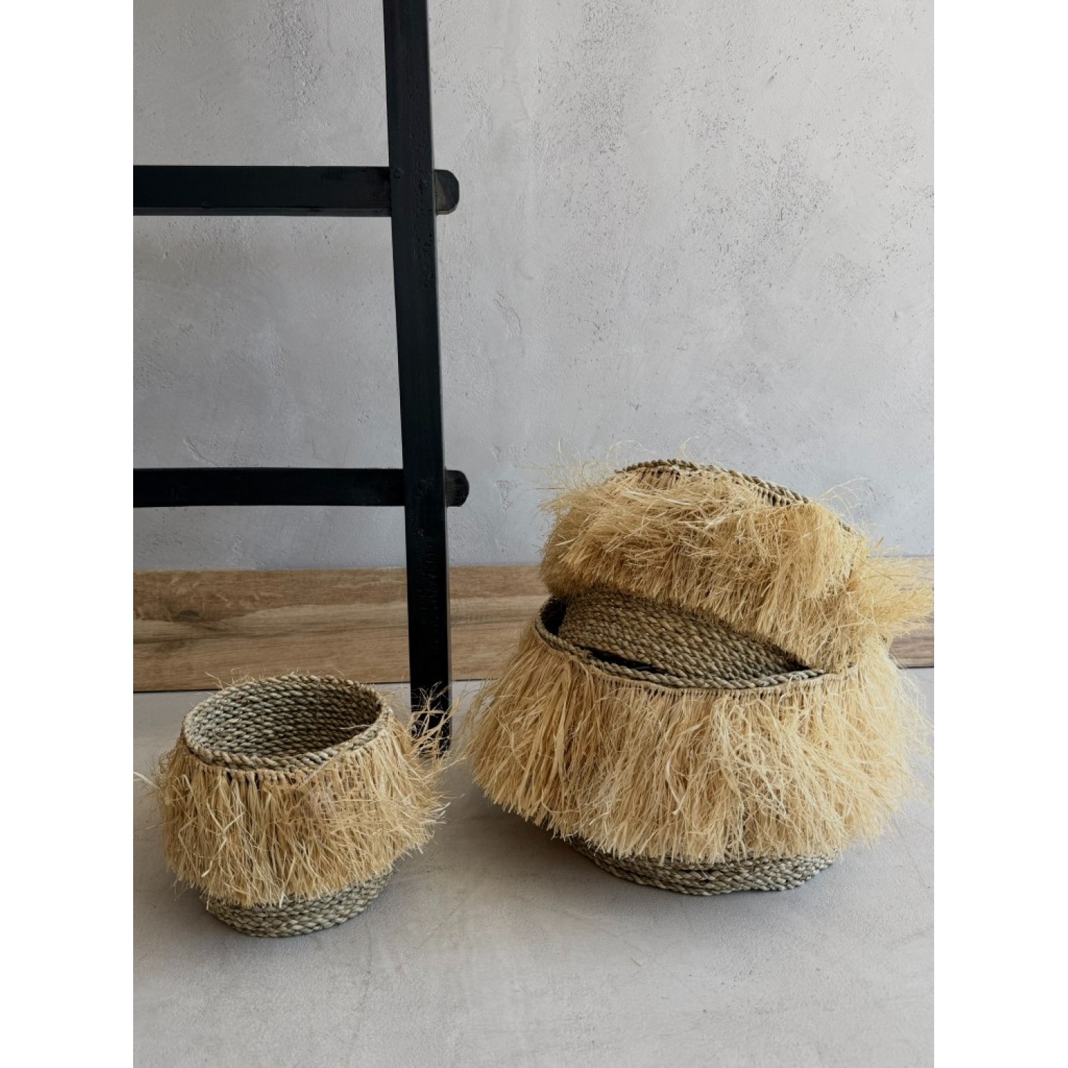 Καλάθι με ψάθα φυσικό