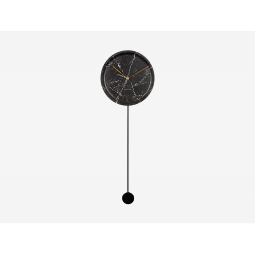 Ρολόι τοίχου Pendule Longue με όψη μαρμάρου μαύρο