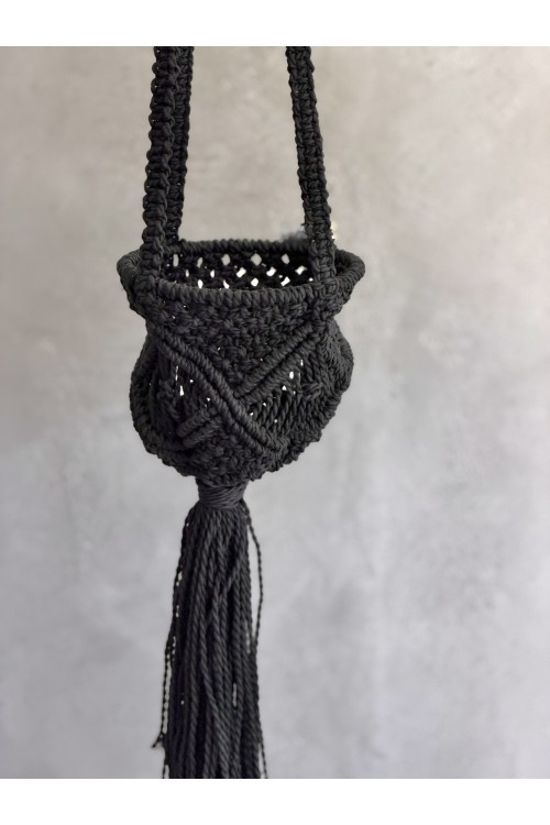 Καλάθι κρεμαστό πλεκτό μαύρο 100cm Ø16 