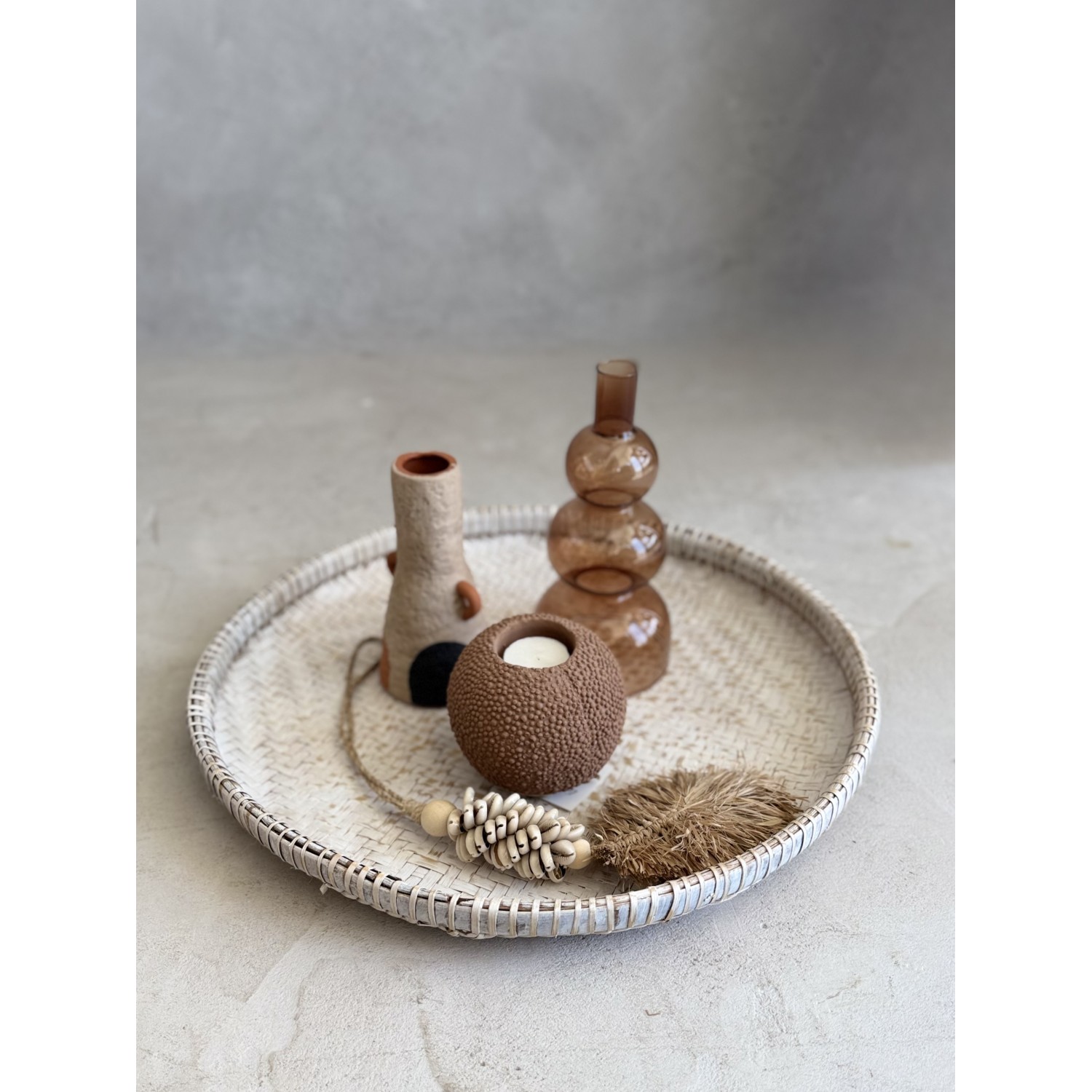 Κηροπήγιο Στρόγγυλο Καφέ 10x10x10cm