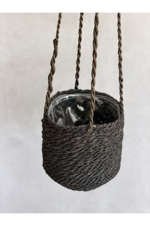 Καλάθι κρεμαστό Μαύρο 17x15+75cm Ø16