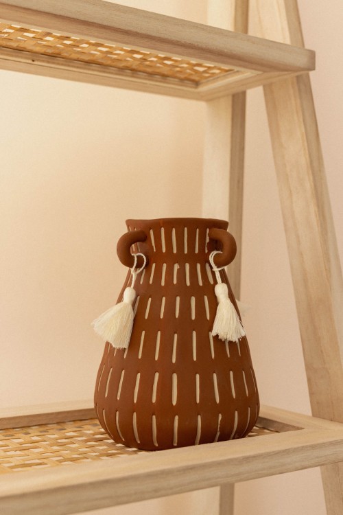 Βάζο Πήλινο Καφέ 11.6x11.6x15.3cm